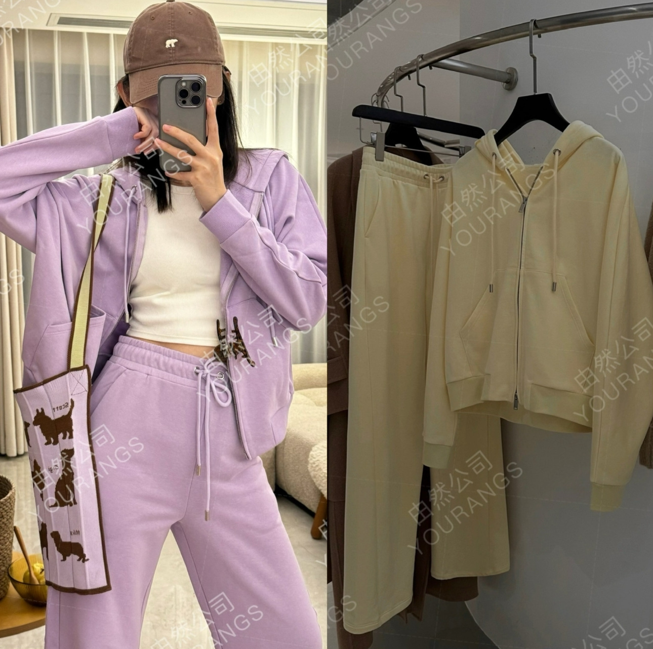 Clearance 100/120 Ab Air Enzyme Wash Double Soft Yarn Fashion Loose Casual Knit Set Sweatshirt Sweatpants