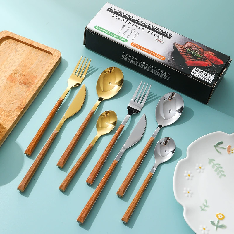 Tableware stainless steel, retro set, 4 piece set, 24 pieces