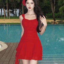 2024夏季新款不规则短裙海边度假小红裙连衣裙女沙滩裙