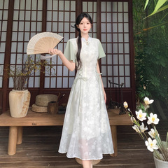 2025年大码女装新中式改良旗袍年轻款连衣裙夏季新款国风禅意长裙