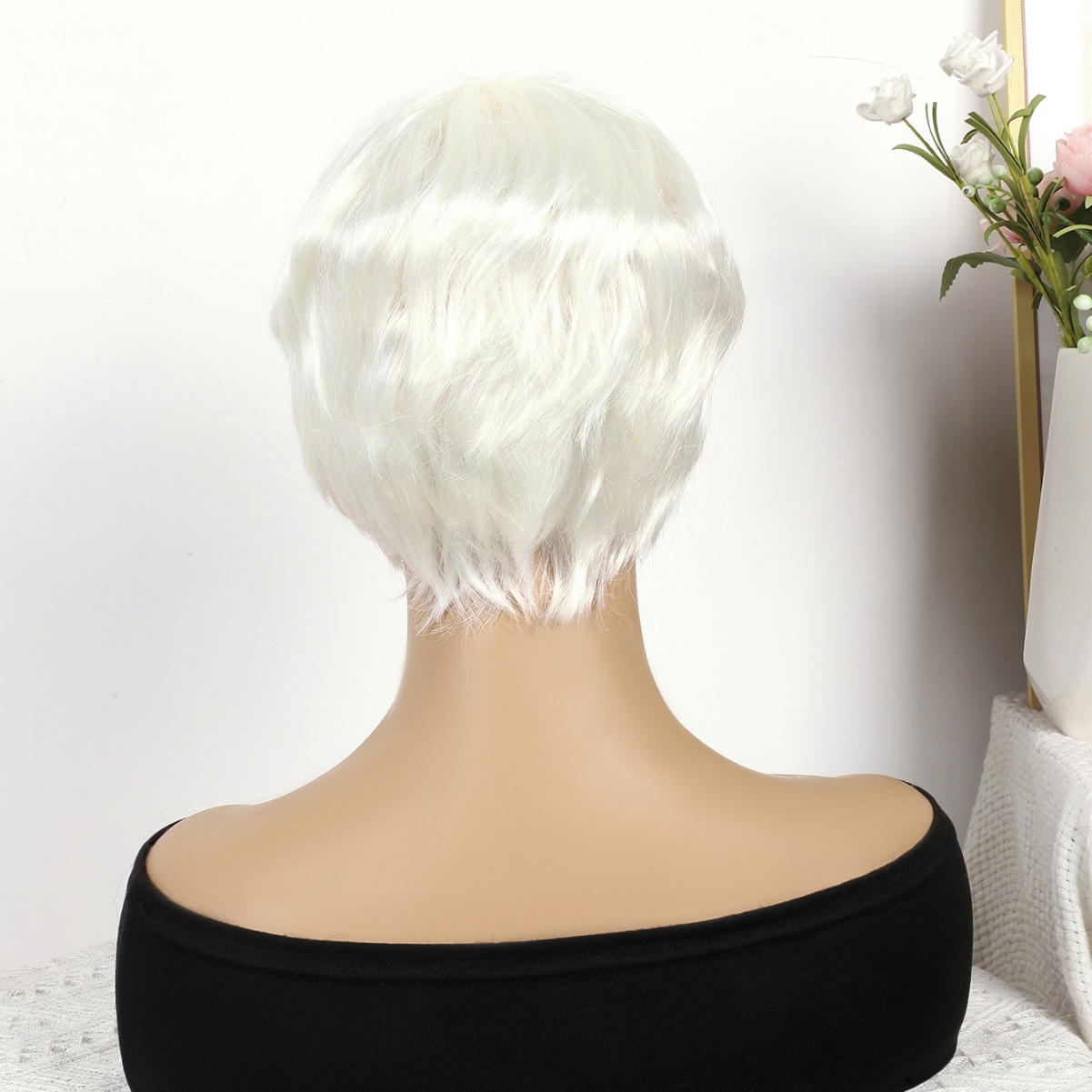 Cabeza de bob de fibra química al por mayor peluca de pelo de estudiante mecanismo de peluca cubierta de cabeza