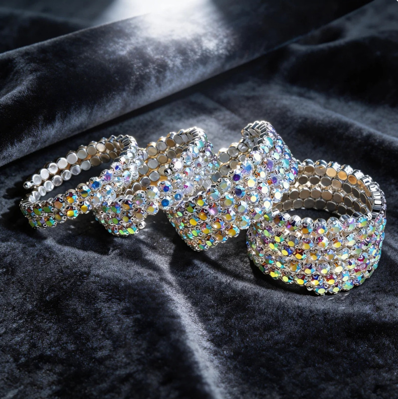 Cross-Border New Product Bridal Colorful Ab Rhinestone Arm Bracelet Open Wrap Bracelet Performance Shiny Light Luxury Hand Jewelry Wholesale