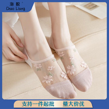 袜子女式春夏季透明水晶袜日系学生薄款短袜船袜硅胶防滑不掉跟