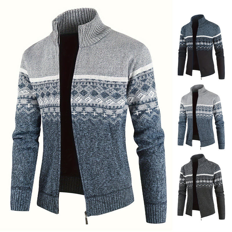 Transfronterizo Europa y América Amazon invierno hombre de cuello alto camiseta de lana gruesa casual delgada suéter casual abrigo cardigan suéter