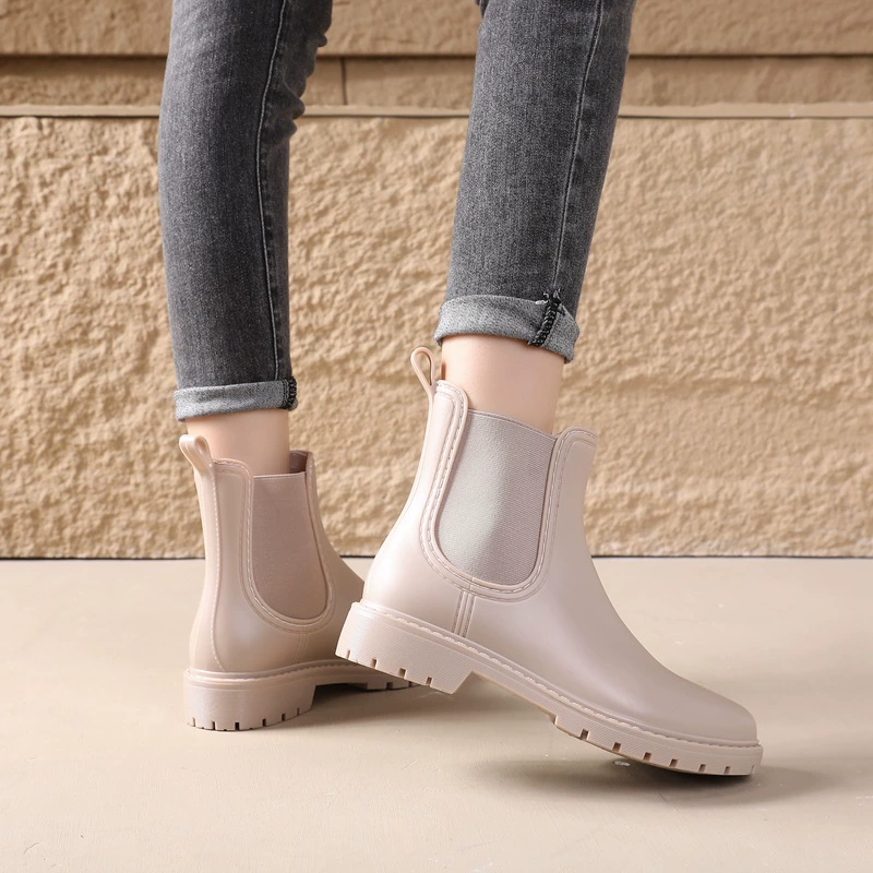 Трансграничная мода Chelsea дождевые сапоги женская корейская версия дикая водная обувь мягкая подошва удобная нескользящая и экологически чистая резиновая обувь женская