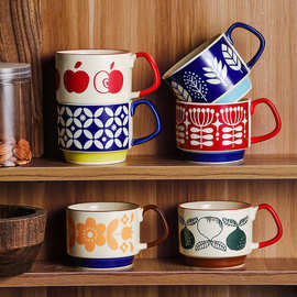 日本出口陶瓷杯子复古高颜值马克杯创意伴手礼咖啡杯家用情侣水杯