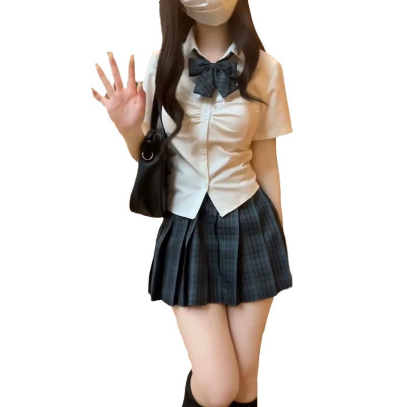 매력적인 일본 JK 여자 치마 세트 치마 주름 치마 기본 학생 유니폼 풀 세트 여름 부티크