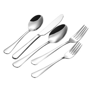 1010 Stainless Steel Steak Knife, Fork and Spoon Set Tableware Thickened Spoon Hotel Household Spoon Printed LOGO