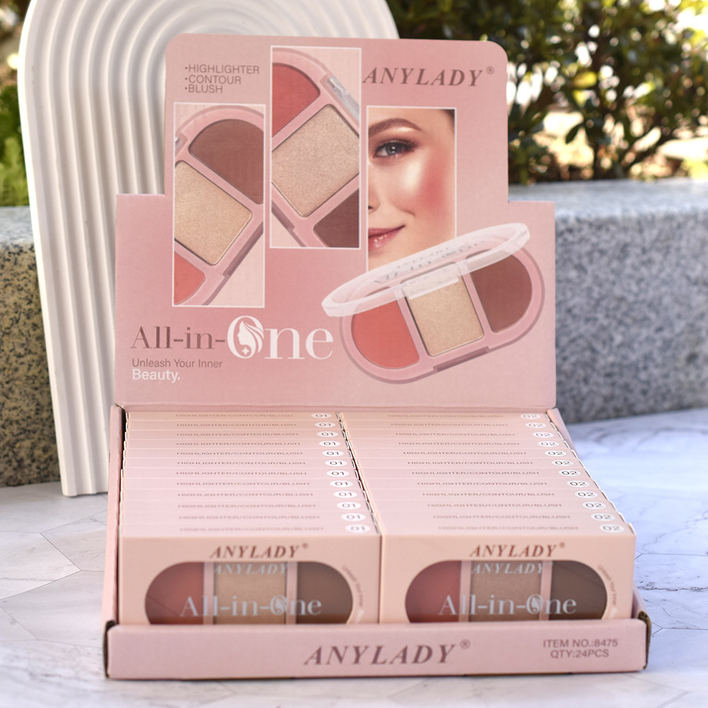 Export [ANYLADY] 8475 Three-color Blush High-gloss Makeup Combination