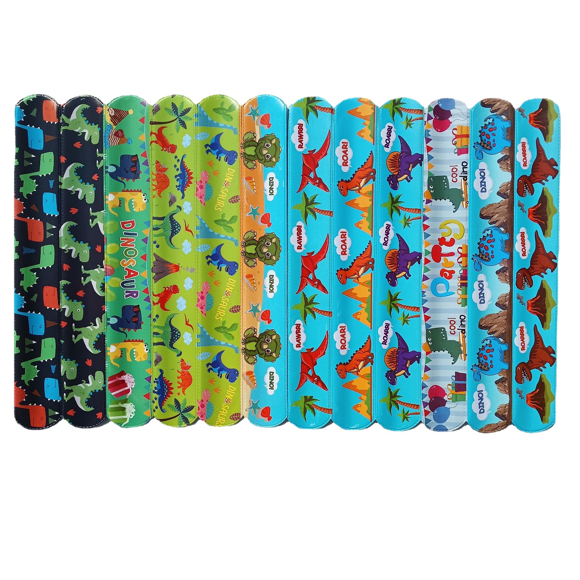 Nuevo dinosaurio Snap anillo dinosaurio tema niños pulsera Snap anillo dinosaurio partido