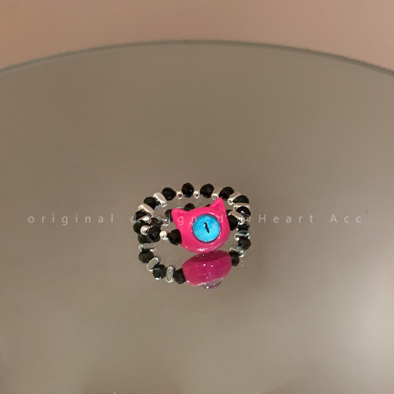Rose pink little monster ring