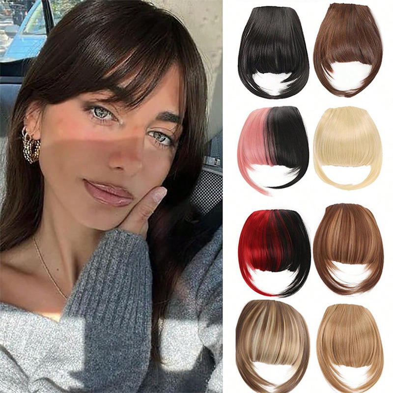 Cross-Border Fashion European and American Style Wig with Sideburns, Air Bangs, One-Piece Hair Extension with Sideburns, High-Temperature Fiber