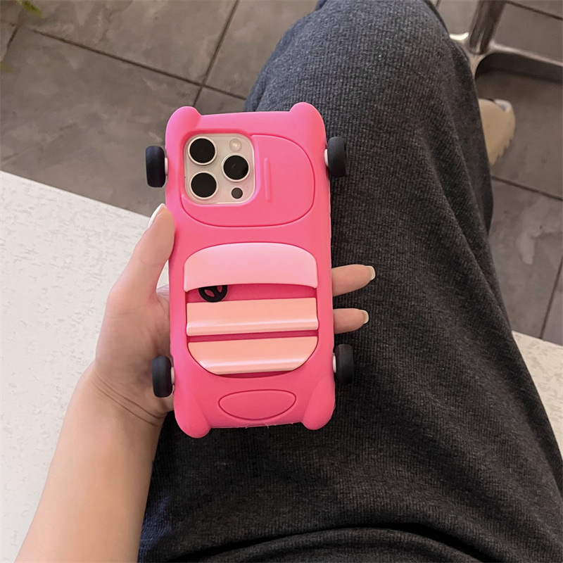 Apple 16Promax Stereo Silicone Mobile Phone Case Iphone15 Rose Red Car 13 Suitable for 14 Korean Protective Cover