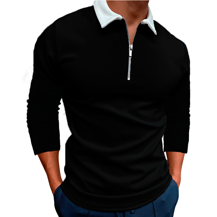 Polo homme slim fit décontracté imprimé fermeture éclair_voghion.com