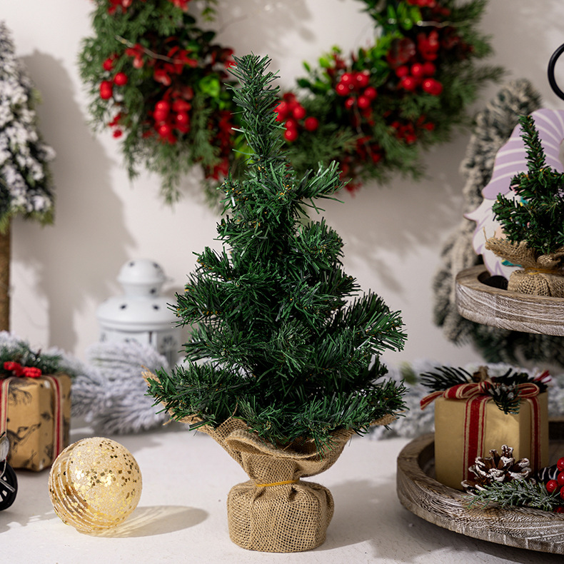 圣诞桌面麻布底座小树_12