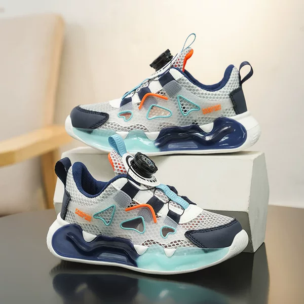 Rotating Buckle Single Mesh Boys' Sneakers 2026 Summer New Non-Slip Versatile Children's Casual Student Shoes