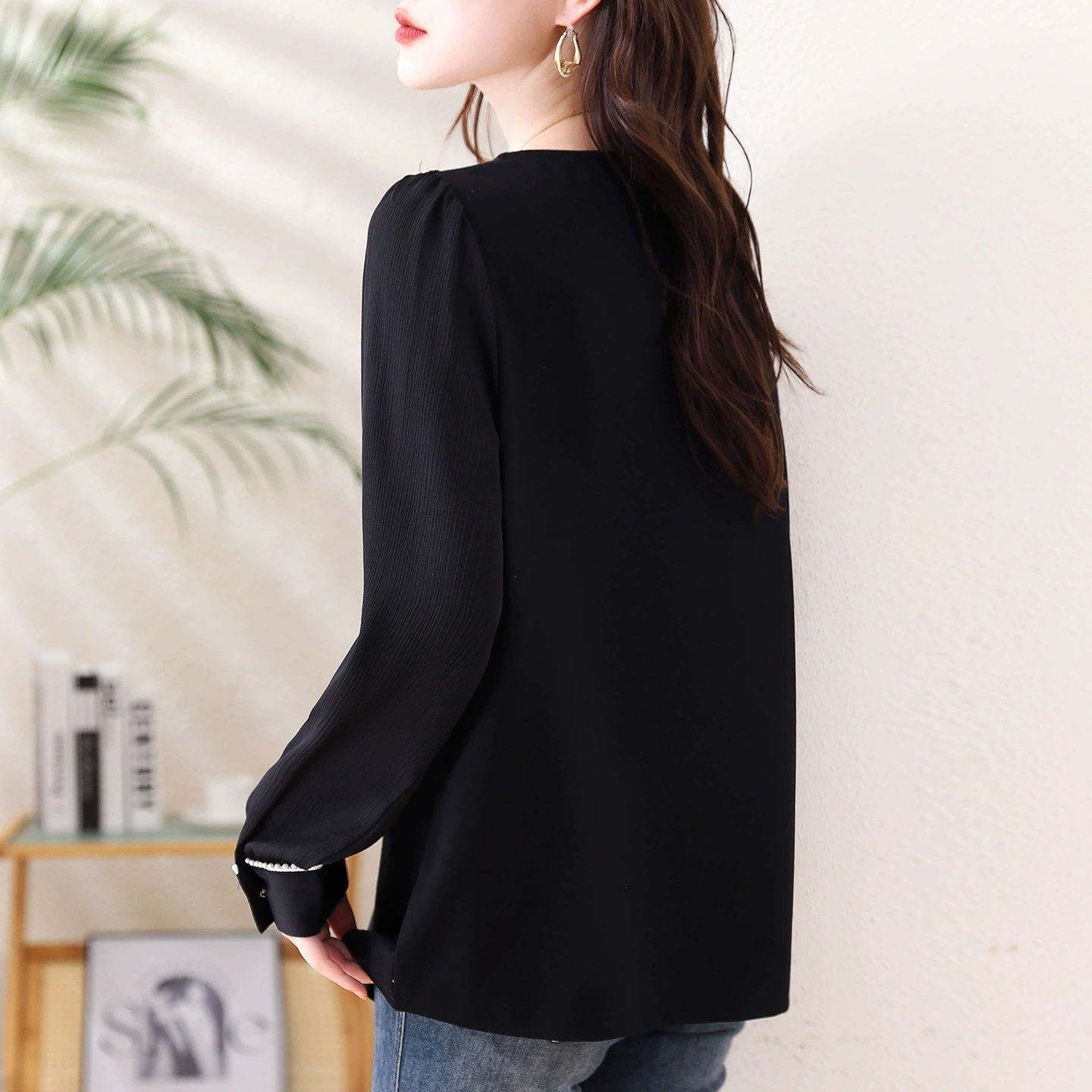 Black brace, plus size, round collar, fitted, slim fit