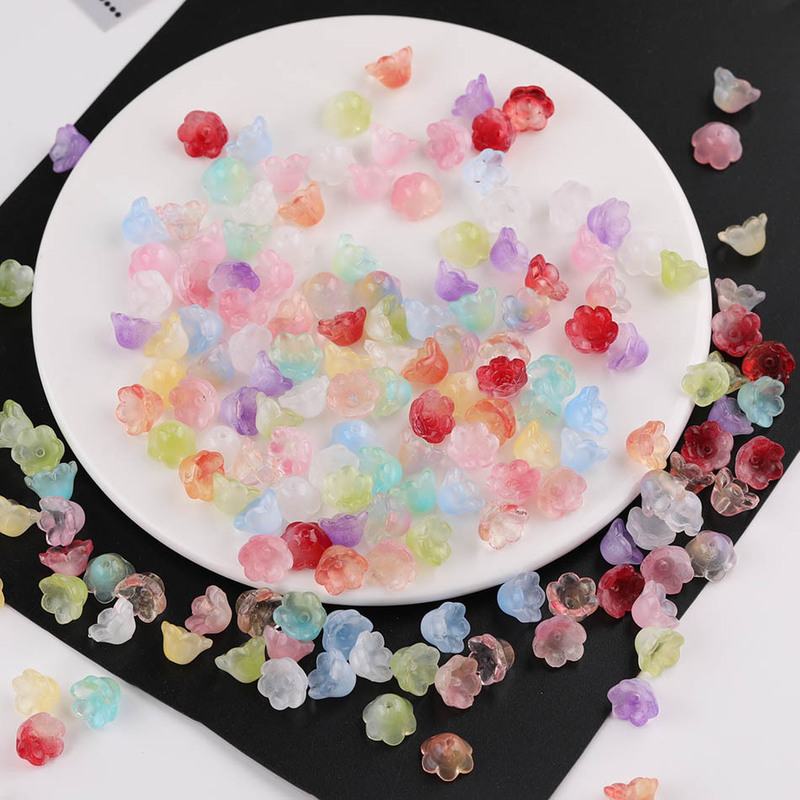 Color Gradient Morning Glory Glass Loose Beads DIY Handmade Homemade Bracelet Necklace Beaded Jewelry Material Small Accessories