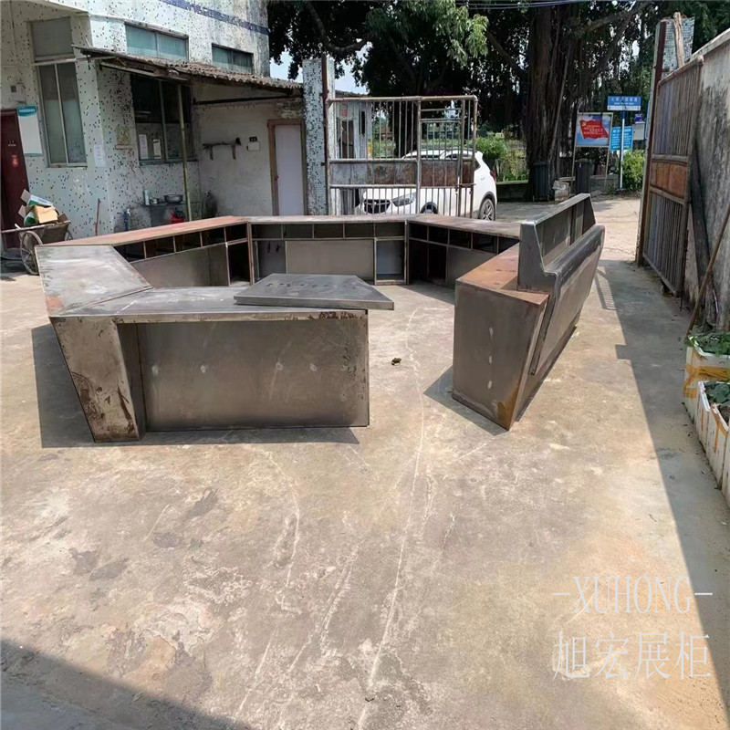 广州旭宏定制吧台柜  湖南高铁站咨询接待台钣金制作公司前台展架