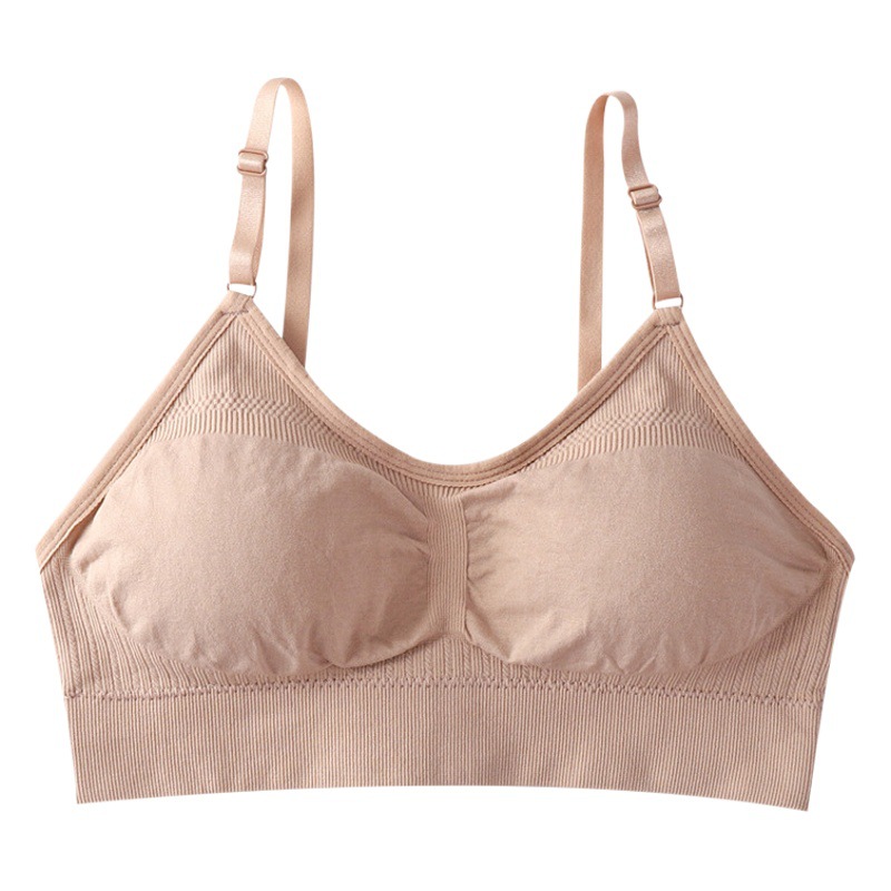 Sexy belleza espalda envuelto pecho Correa simple y elegante tres filas y tres botones sin anillo de acero natural cómodo sujetador transpirable ropa interior
