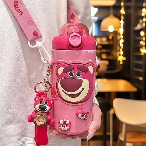 Strawberry Bear Series New Insulated Cup Children's Cute Internet Celebrity Portable Student Water Cup Kettle Birthday Gift