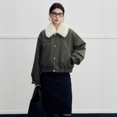 【穿搭天菜】飞行服韩系羊羔毛毛领女士派克服冬季短款皮草外套新