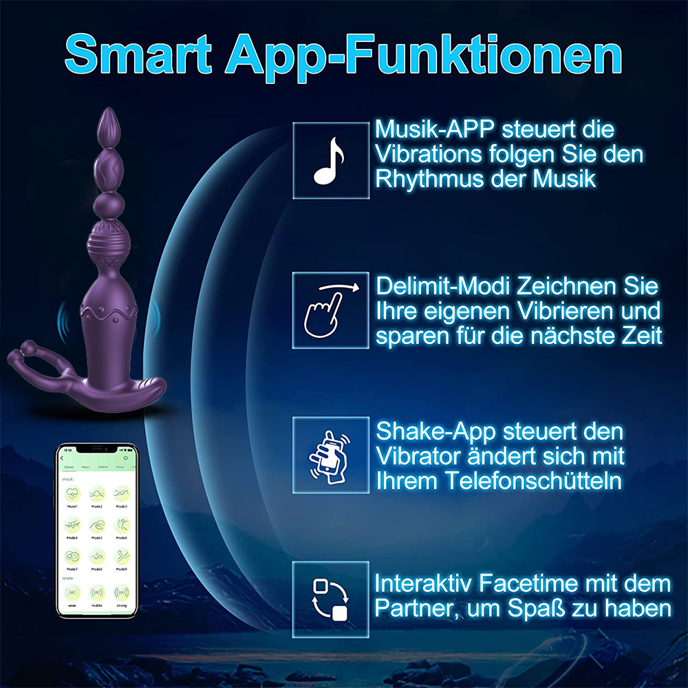 Fernbedienung per App, Analplug, Prostata-Massagegerät, Verriegelungsring-Vibrator, Sexspielzeug_voghion.com