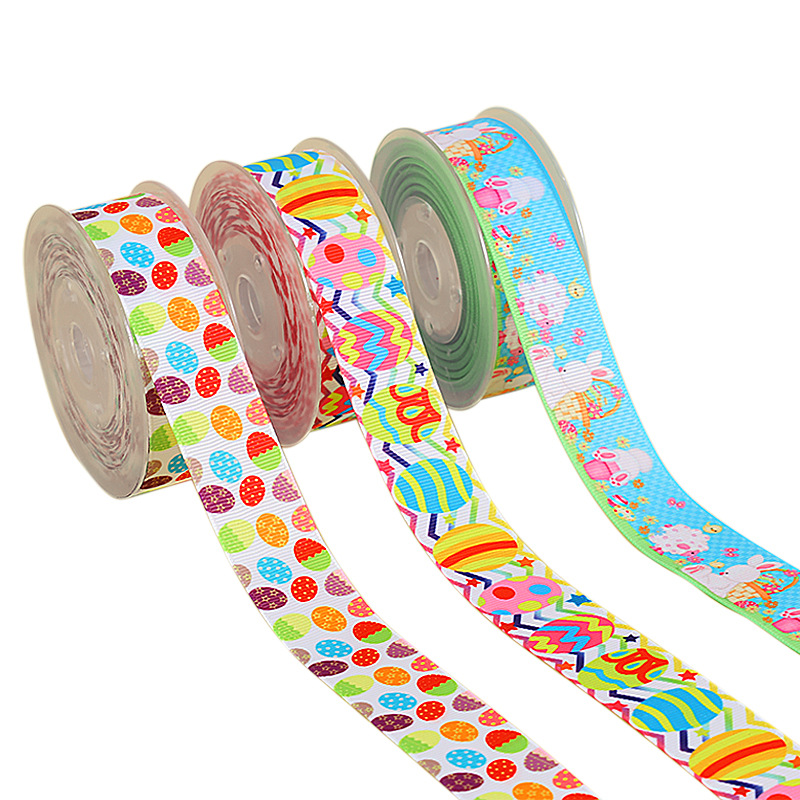 Cinta de poliéster para Pascua, lazos para el pelo, cinta acanalada para envolver regalos, cinta para ramos, venta al por mayor, estilo nórdico