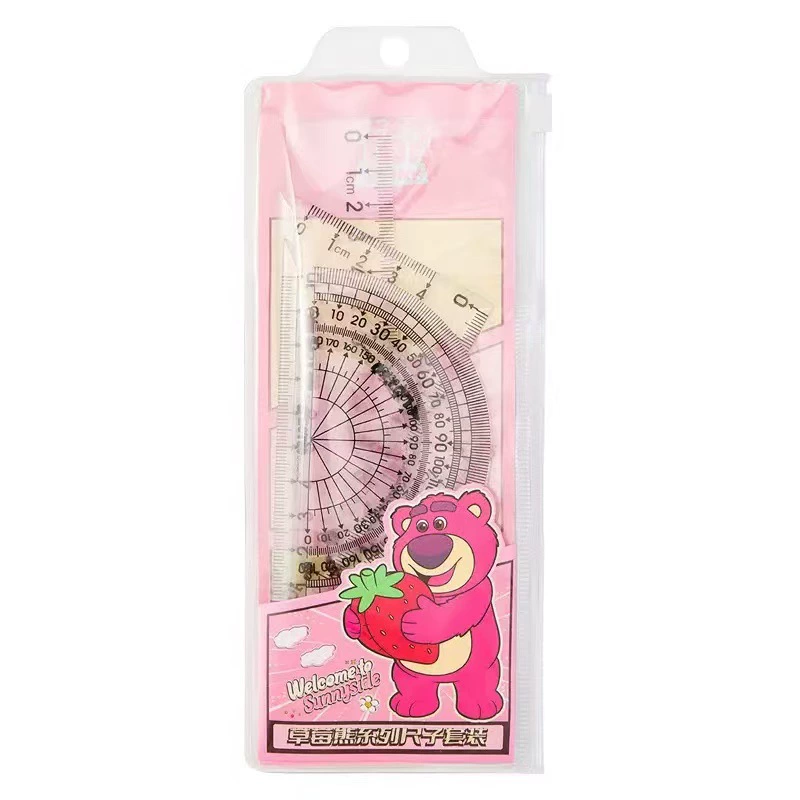 Ruler, set, transparent stationery for students, 4 piece set