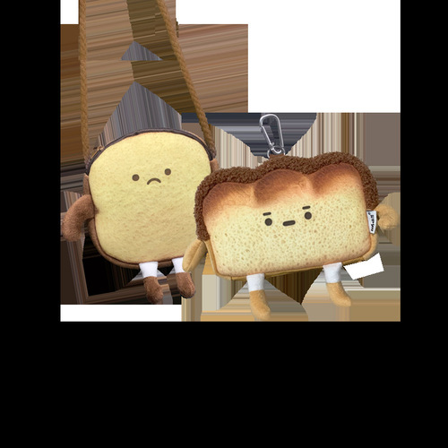 Cute cartoon personality creative student girl heart crossbody casual small shoulder bag toast bread coin purse coin bag