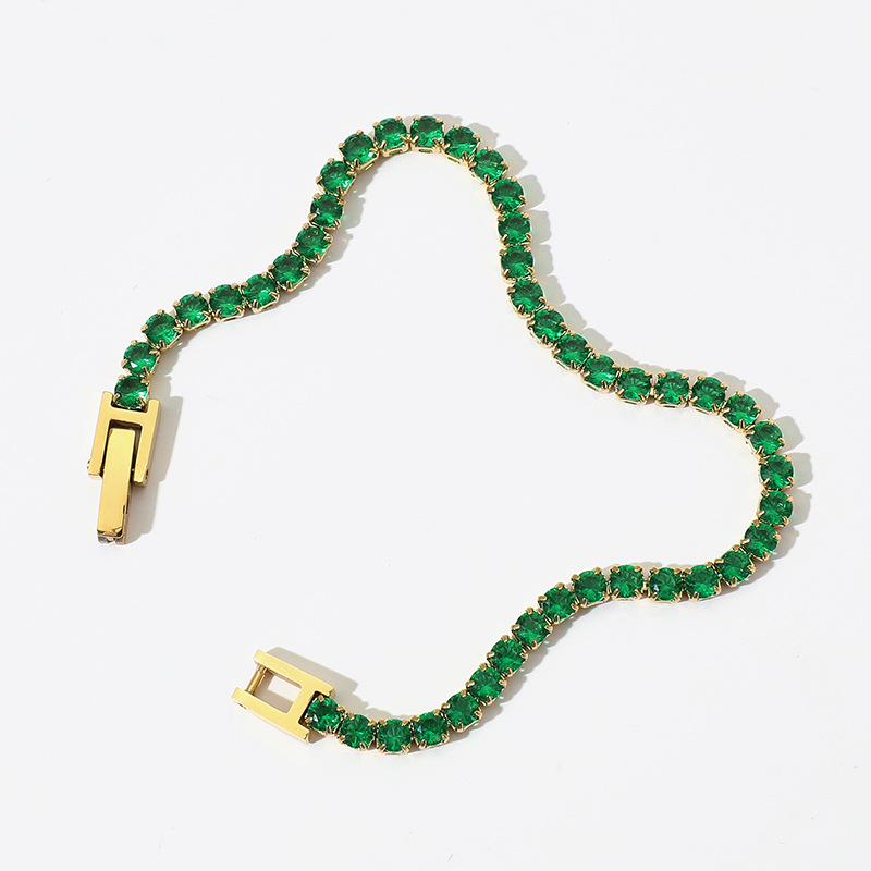 Holiday, Daily Occasion Tennis Chain Pattern PVD Coated Real Gold Plated Tennis Chain Waterproof Non Tarnish Plating 304 Stainless Steel Bracelets