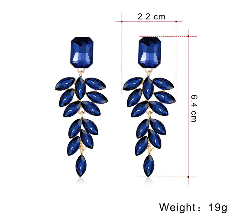 1 Pair Elegant Glam Leaf Inlay Alloy Rhinestones Glass Drop Earrings display picture 1