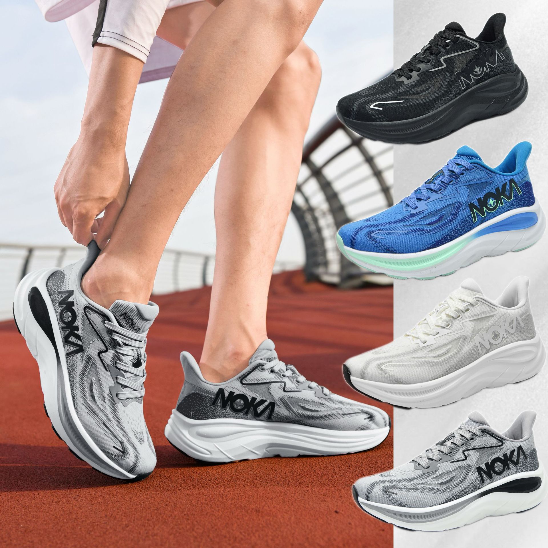 Wholesale Cross-Border Men's Casual Sports Shoes, Fashionable Cushioning Marathon Running Shoes, Trendy Summer Shoes, New Models