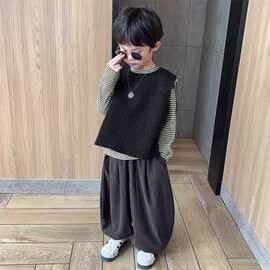 儿童2025马甲套装新款男女超萌童三件套春秋宝宝衣服洋气春装时髦