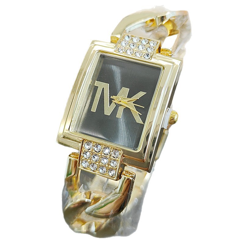 Cross-Border New Style European and American High-End Bracelet Women's Watch, Light Luxury Fashion Quartz Watch, Hollow Diamond-Encrusted Square Women's Watch