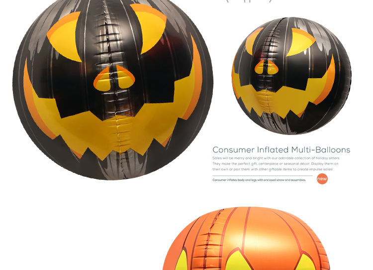 Rekviziti za ukrašavanje prozora za Noć vještica igračke balon 4D trodimenzionalni oblik glave bundeve crtani aluminijski film balon stup_voghion.com
