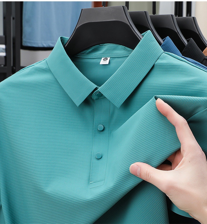 Ice Silk Polo Shirt Men Quick-dry Breathable Summer T-shirt_voghion.com