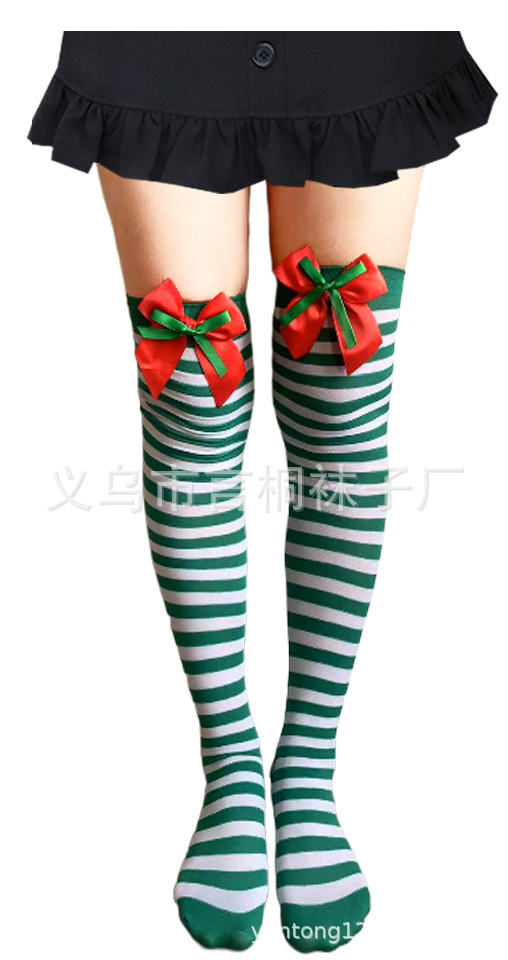 Medias de Navidad fabricantes transfronterizos en stock Medias de Halloween vacaciones vestir ropa accesorios rayas sobre la rodilla Calcetines