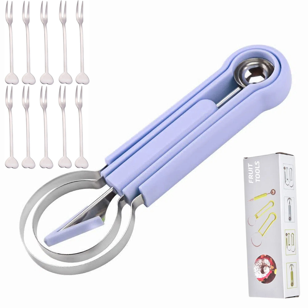 10 포크가있는 보라색 상자