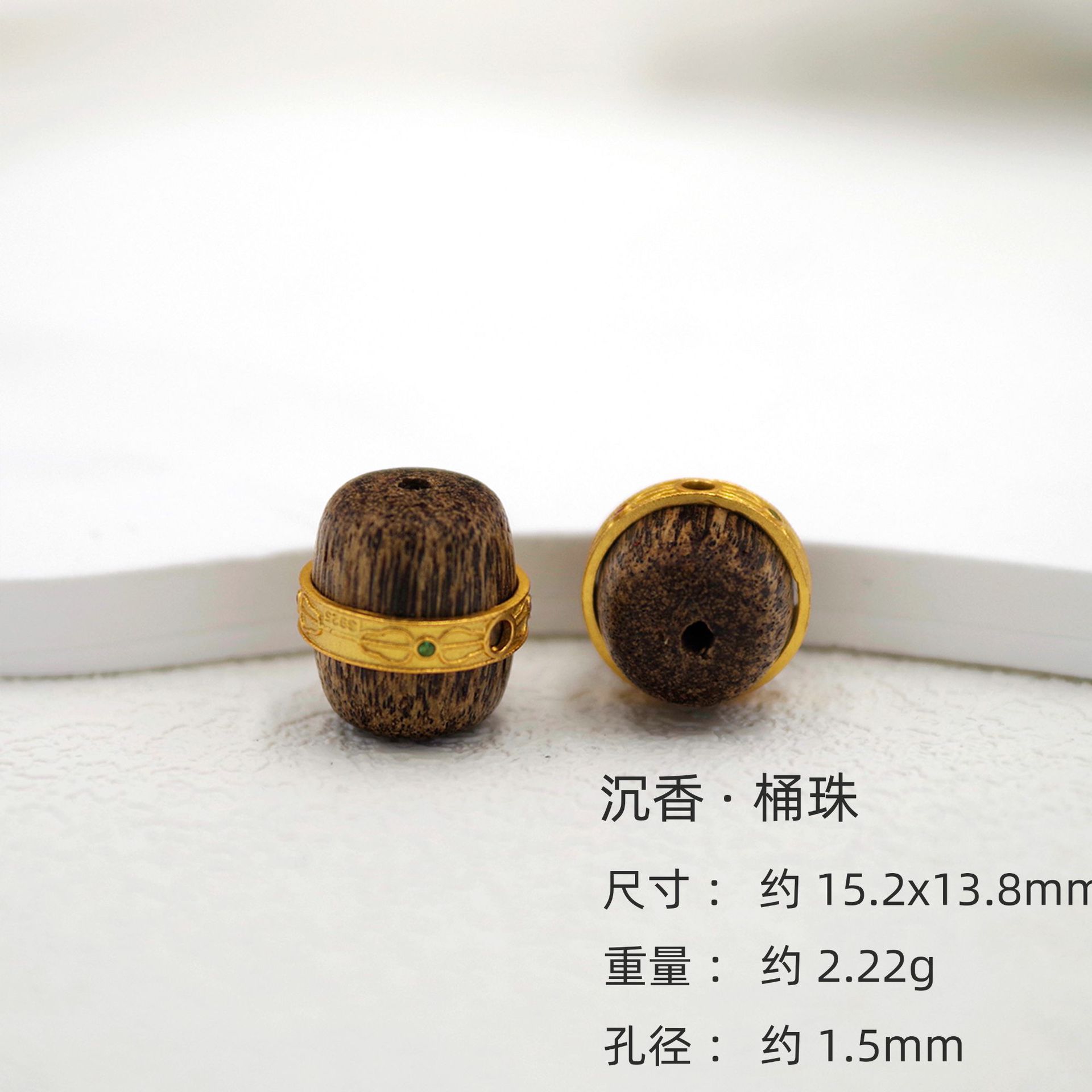 Natural Agarwood Accessories S925 Silver Gold-Plated Bracelet Necklace Bracelet Accessories DIY Handmade Spacer Beads Semi-Finished Products