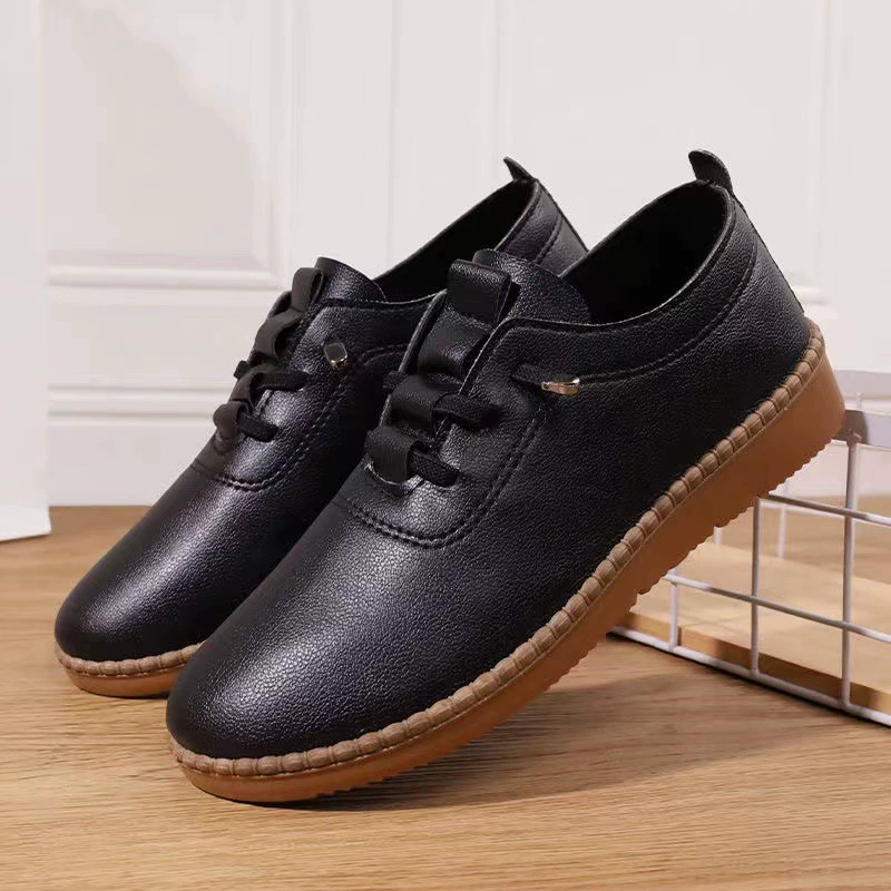 Мягкая задняя обувь для мамы, мягкая подошва, кожаная обувь, супер мягкая повседневная нескользкая одиночная обувь