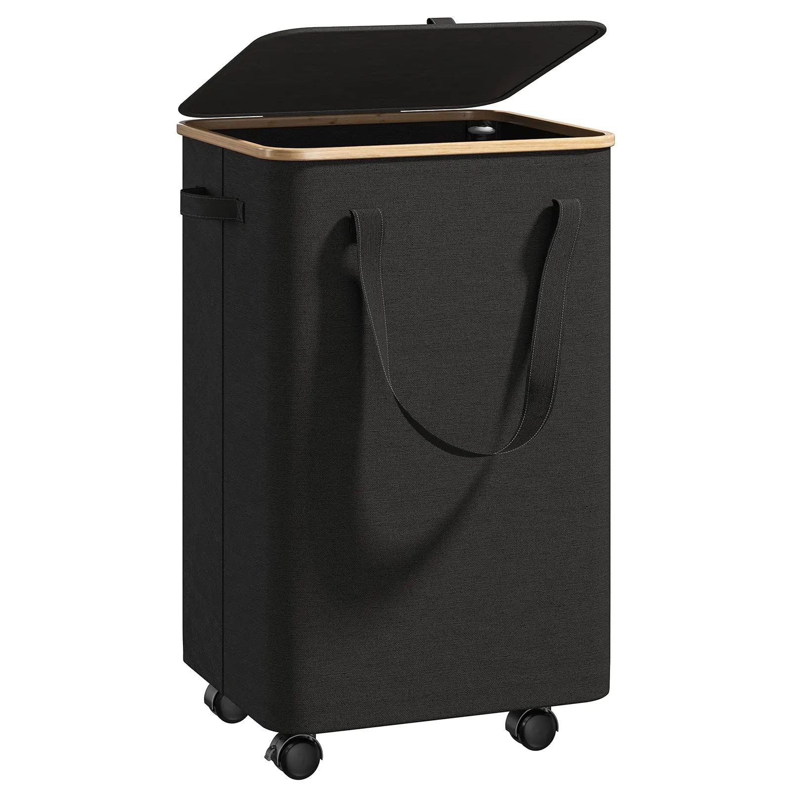 Cross-Border E-Commerce Foldable Laundry Basket with Lid, Dust-Proof Storage Laundry Basket, Fabric Storage Basket with Wheel Design for Clothes