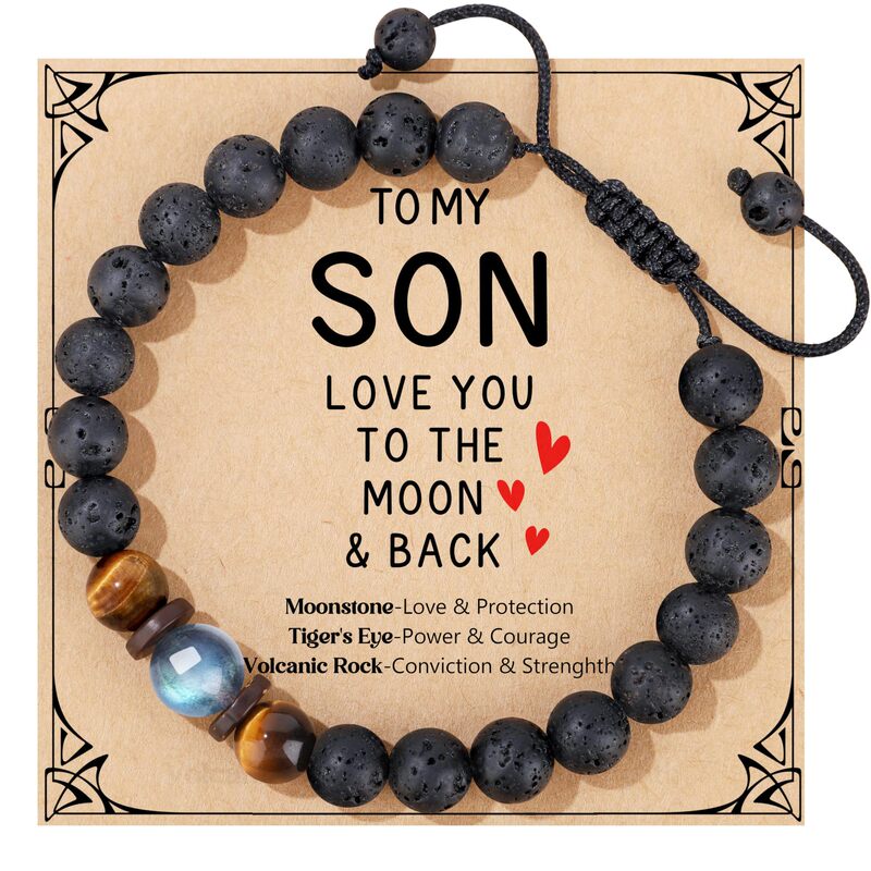 Black Volcanic Stone Tiger Eye Braided Bracelet Teen Creative Gift Handmade 8mm Moonstone Men's Bracelet Black Volcanic Stone Tiger Eye Braided Bracelet Teen Creative Gift Handmade 8mm Moonstone Men's Bracelet
