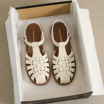 Flat Sandals 2023 New Summer Large Size Retro Woven Roman Shoes Thick Bottom Toe Empty Sandals Women's Soft Bottom - ShopShipShake