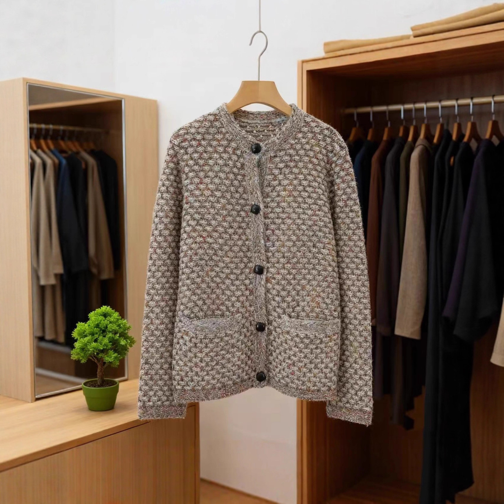 霹雳法式轻奢高级感小香风花色编制羊毛针织开衫外套女装2025秋冬