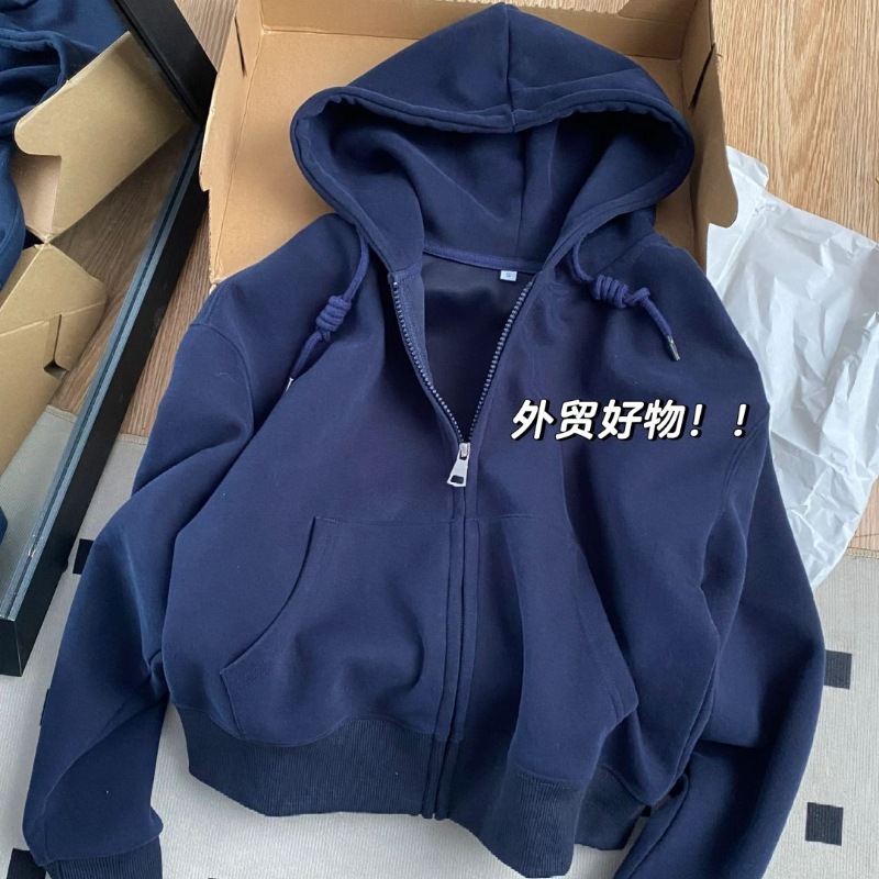 Hooded Sweatshirt for Women, Spring Cardigan, Short Jacket, Early Spring Outfit for Petite Figures, 2026 New Korean Style Chic Top