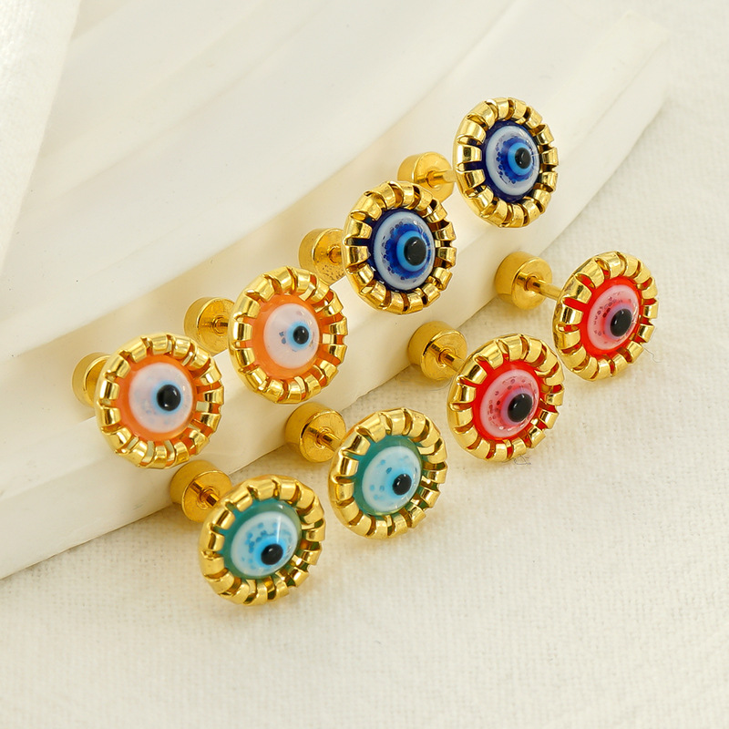 Pendientes del perno prisionero del ojo del diablo del oído del acero inoxidable para las mujeres