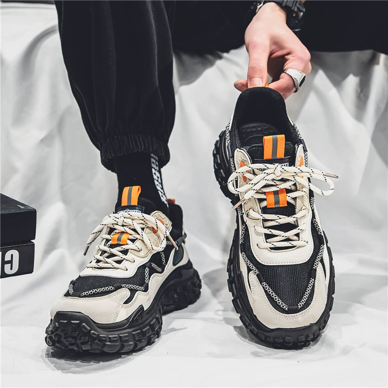 2023 Взрывчатая Мужская обувь Летняя дышащая сетка Универсальная спортивная обувь для отдыха Бег с толстой подошвой Папа Мужская модная обувь