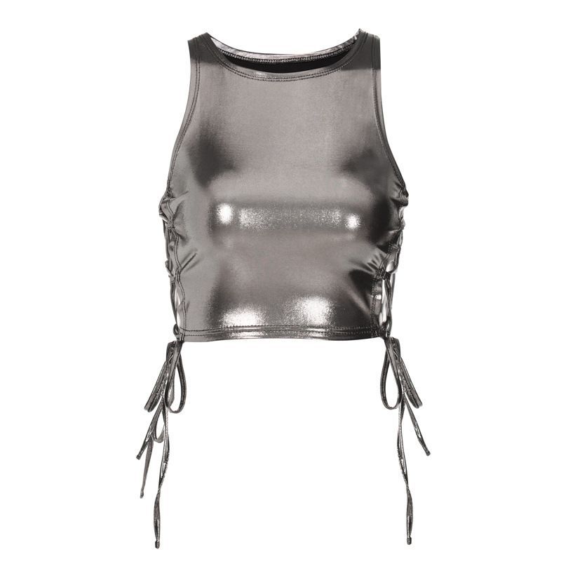 Slim sleepless bra top for women side lace-up slim fit sleeveless strapless top for women