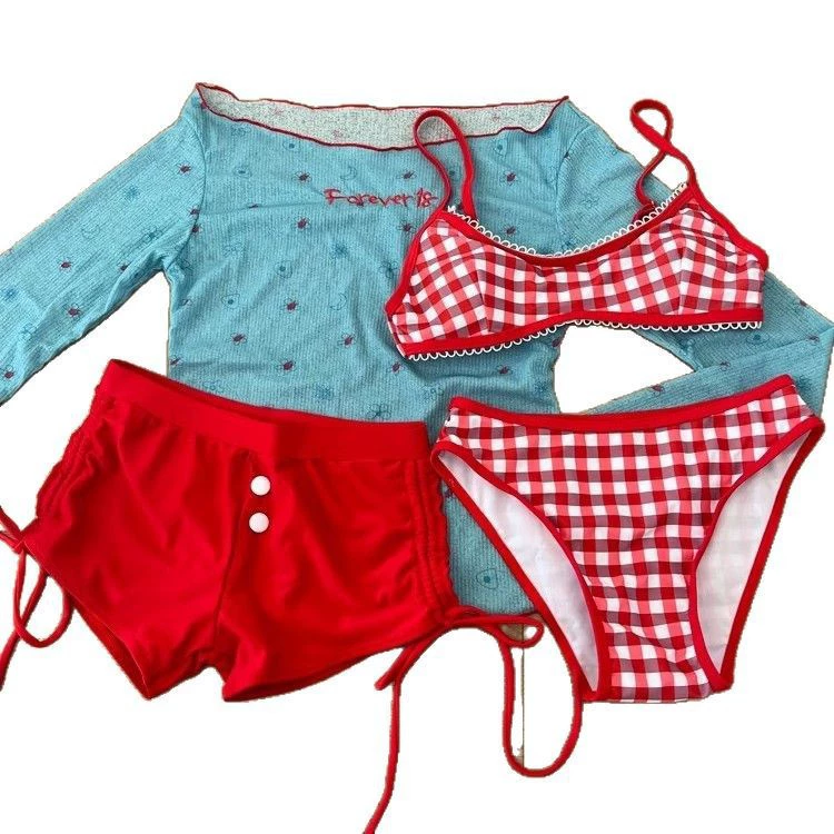 Long-sleeve, split high-end swimwear, set, sun protection, polyester